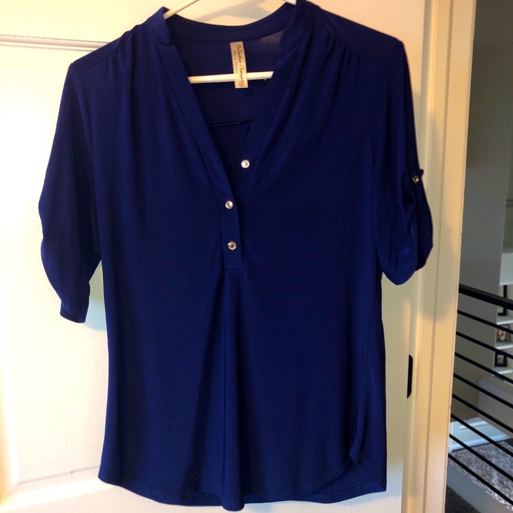 Navy button up shirt